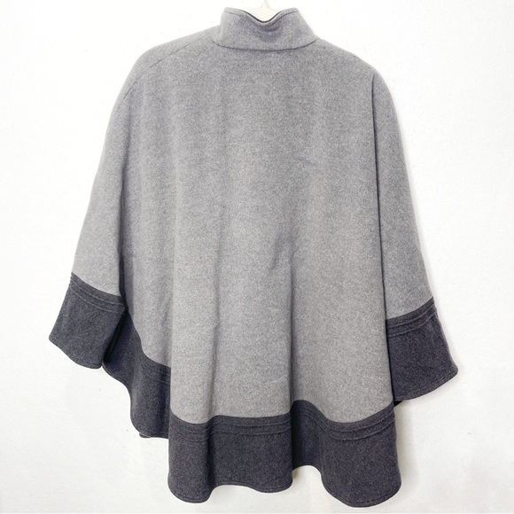 Jimmy Hourihan Women's Wool And Cashmere Cape Two Tone Grey Surpiqure Stitching - Picture 3 of 9